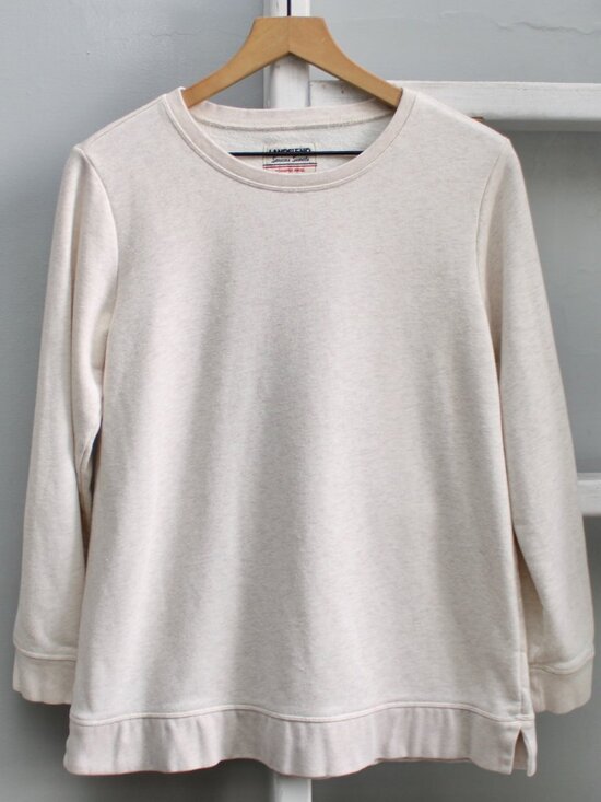 Lands' End Sweaters - Lands End Relaxed Serious Sweats Long Sleeve Crewneck Sweatshirt Cream sz Small